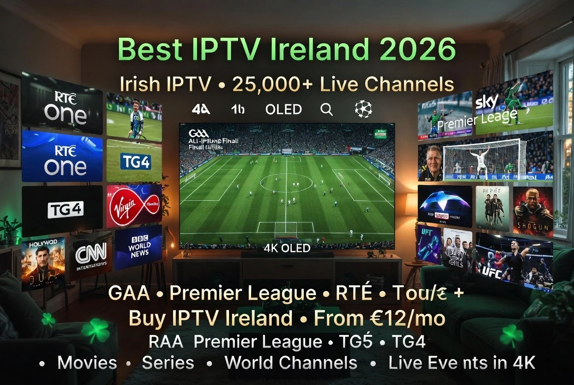 Best IPTV Ireland 2026 | Irish IPTV • 25,000+ Channels • Buy IPTV Ireland from €12/mo Best IPTV Ireland 2026 - Irish IPTV with 25,000+ live channels including GAA, Premier League, RTÉ, TG4, movies, series and world channels in 4K