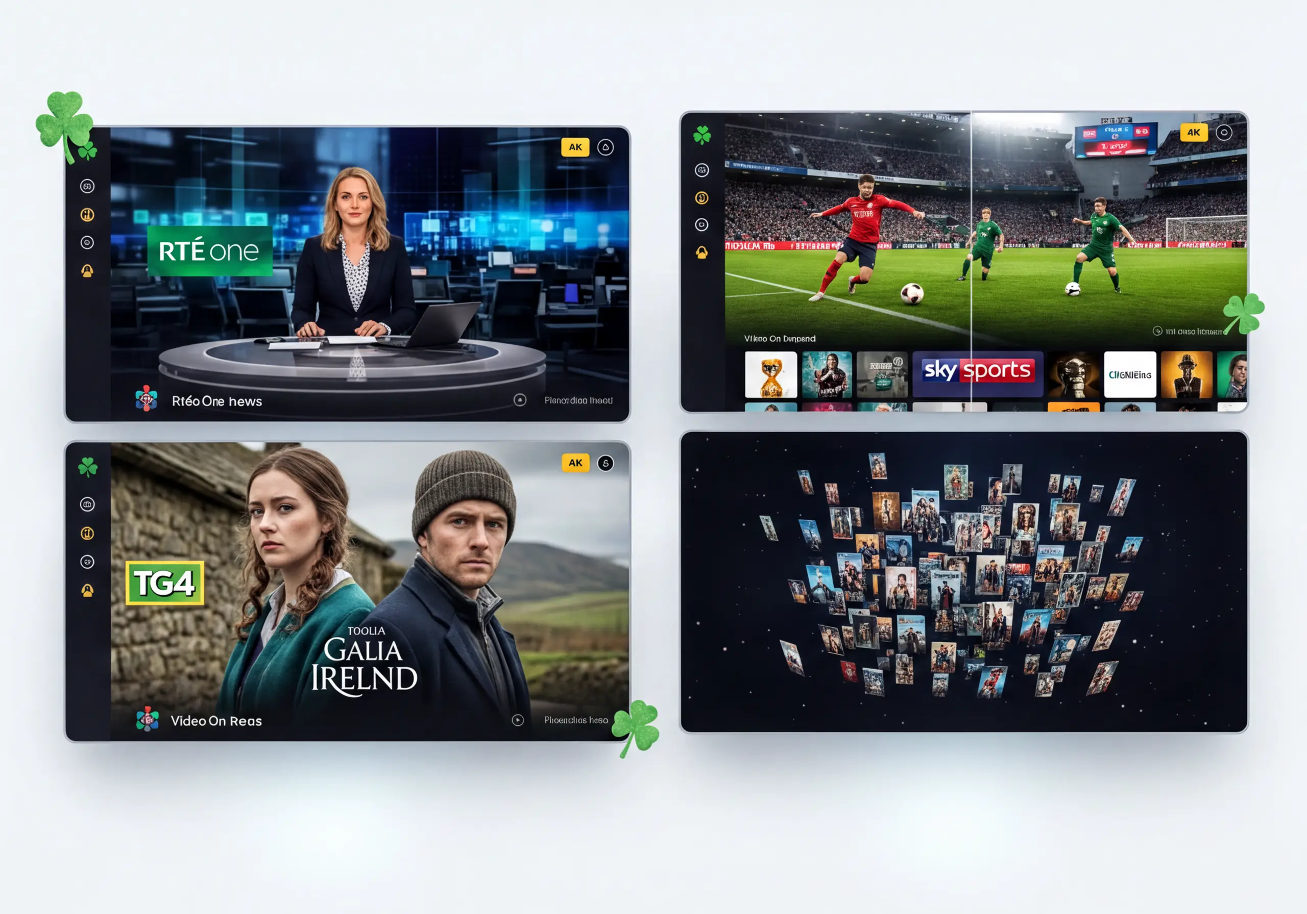 IPTV Ireland Channels 2026 — RTÉ, TG4, Sky Sports, BBC & 25,000+ Live Channels Irish IPTV channels 2026 — RTÉ One, RTÉ Two, TG4, Sky Sports, BBC and 25,000+ live channels in 4K quality on Emerald IPTV Ireland